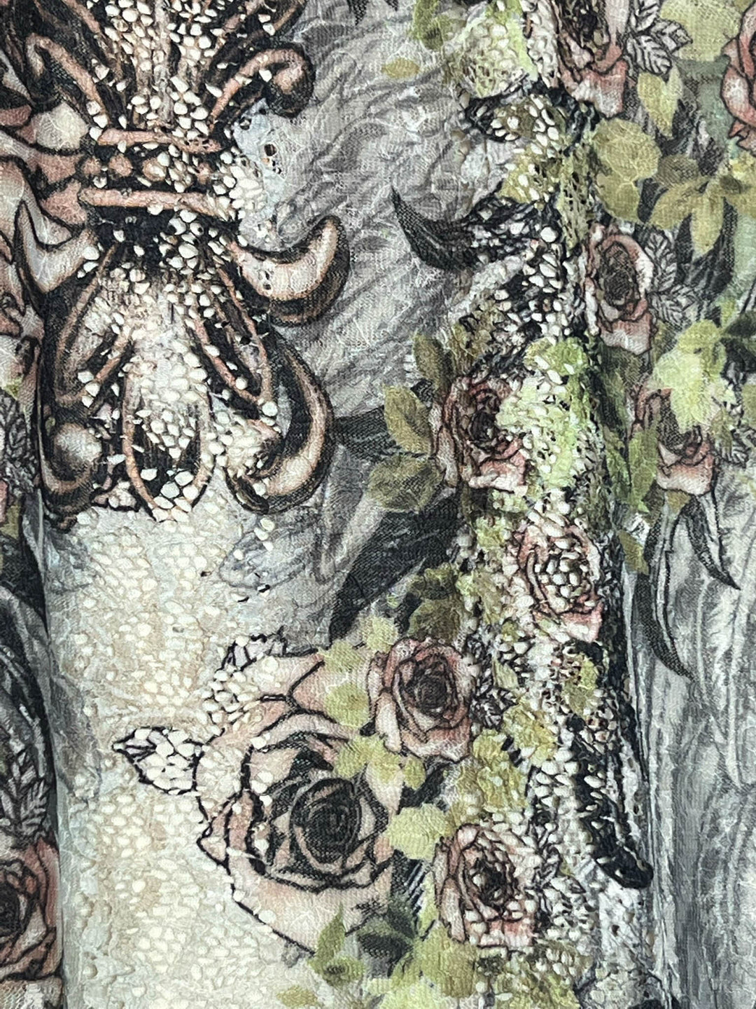 ROMANTIC STYLE GARDEN BEIGE & FLORAL LACE DRESS