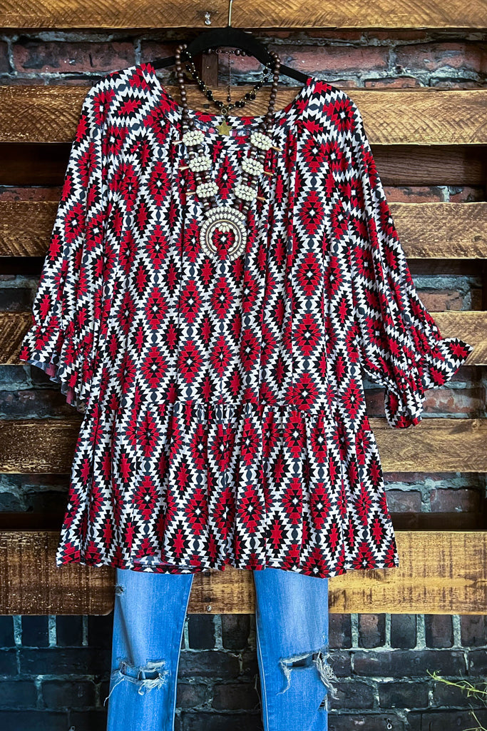 SWEET AFFECTION PRETTY BURGUNDY PRINT TOP