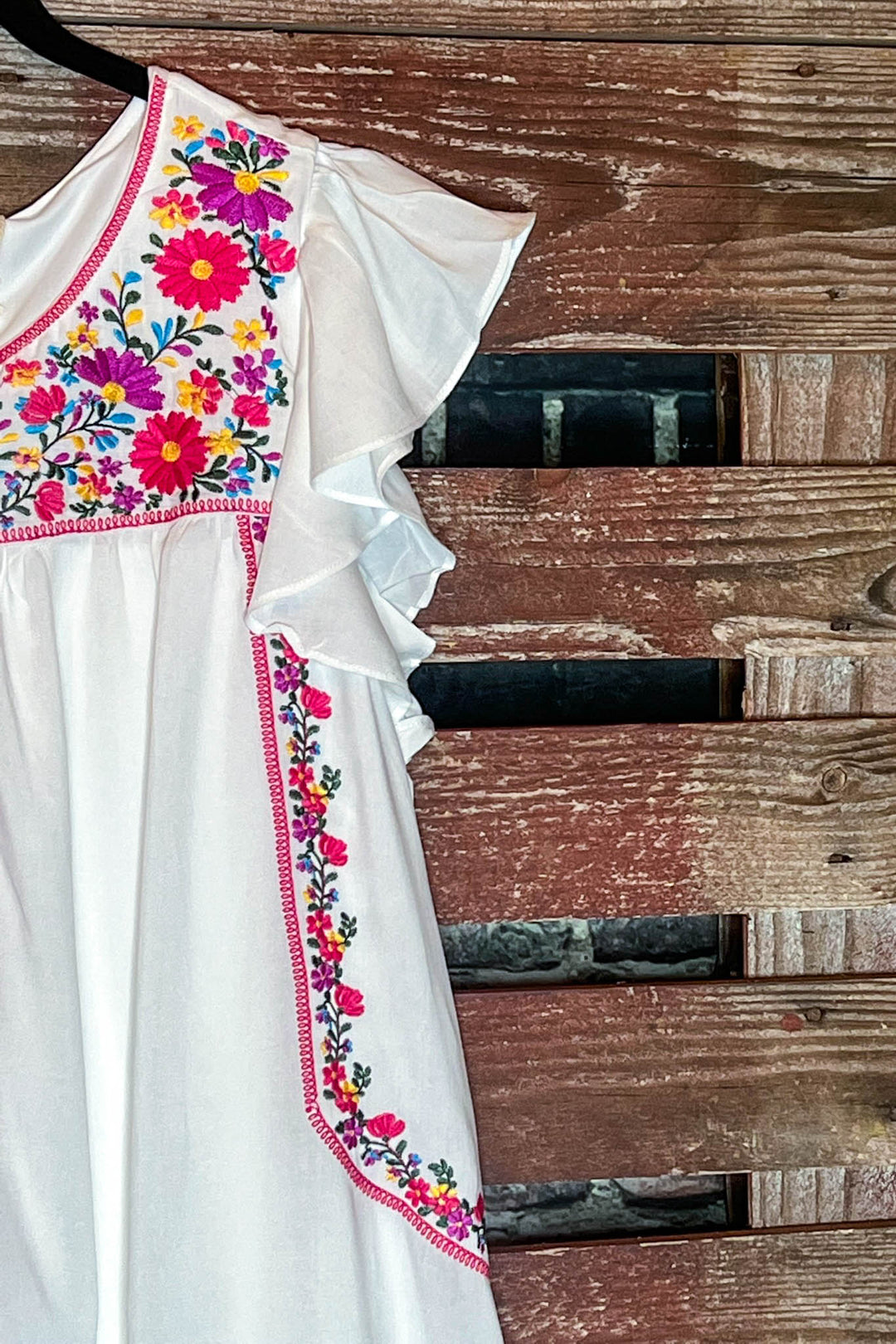 FOREVER MY LOVE PRETTY EMBROIDERED FLORAL DRESS IN IVORY