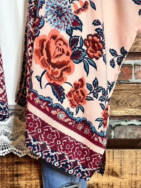 SWEET DESTINY FLORAL MULTI-COLOR OVERSIZED KIMONO------SALE