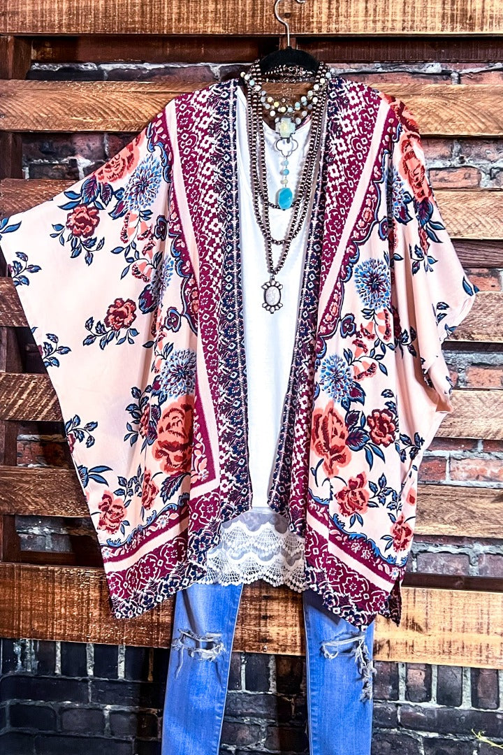 SWEET DESTINY FLORAL MULTI-COLOR OVERSIZED KIMONO------SALE