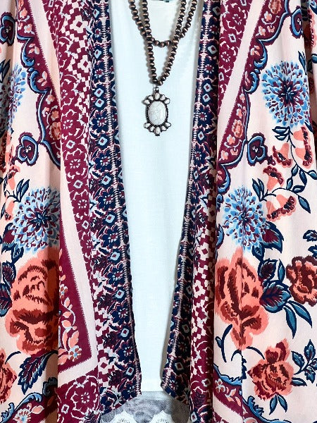 SWEET DESTINY FLORAL MULTI-COLOR OVERSIZED KIMONO------SALE