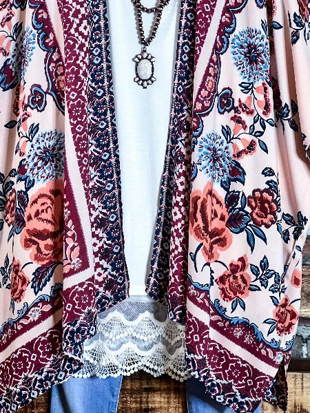 SWEET DESTINY FLORAL MULTI-COLOR OVERSIZED KIMONO------SALE
