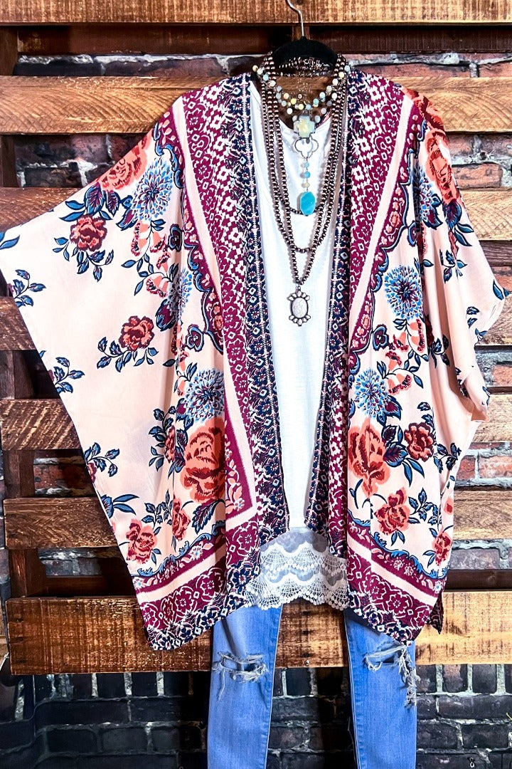 SWEET DESTINY FLORAL MULTI-COLOR OVERSIZED KIMONO------SALE