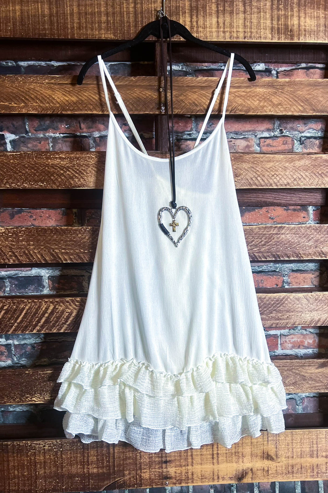 SECRET LOVE BEIGE RUFFLE SLIP EXTENDER DRESS