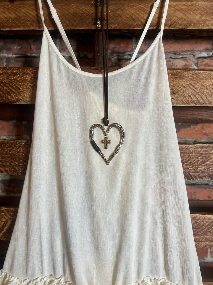 SECRET LOVE BEIGE RUFFLE SLIP EXTENDER DRESS