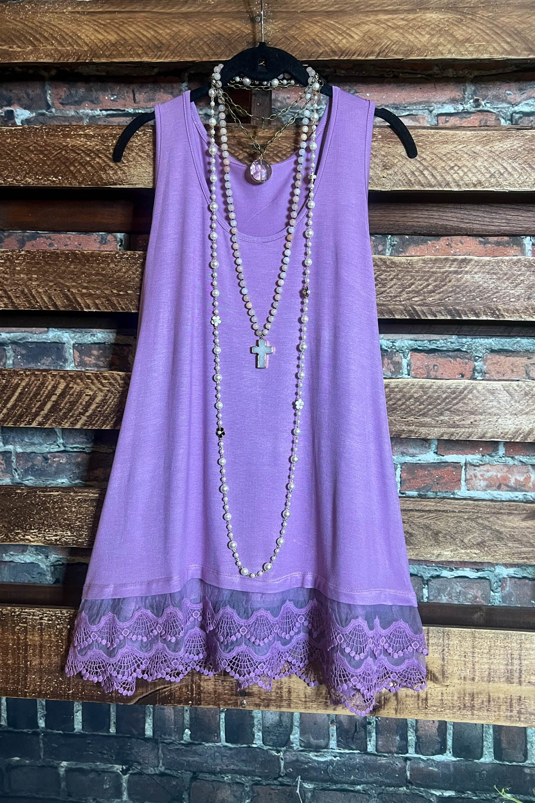 LACE SLIP DRESS EXTENDER TOP CAMI IN LAVENDER-----------SALE