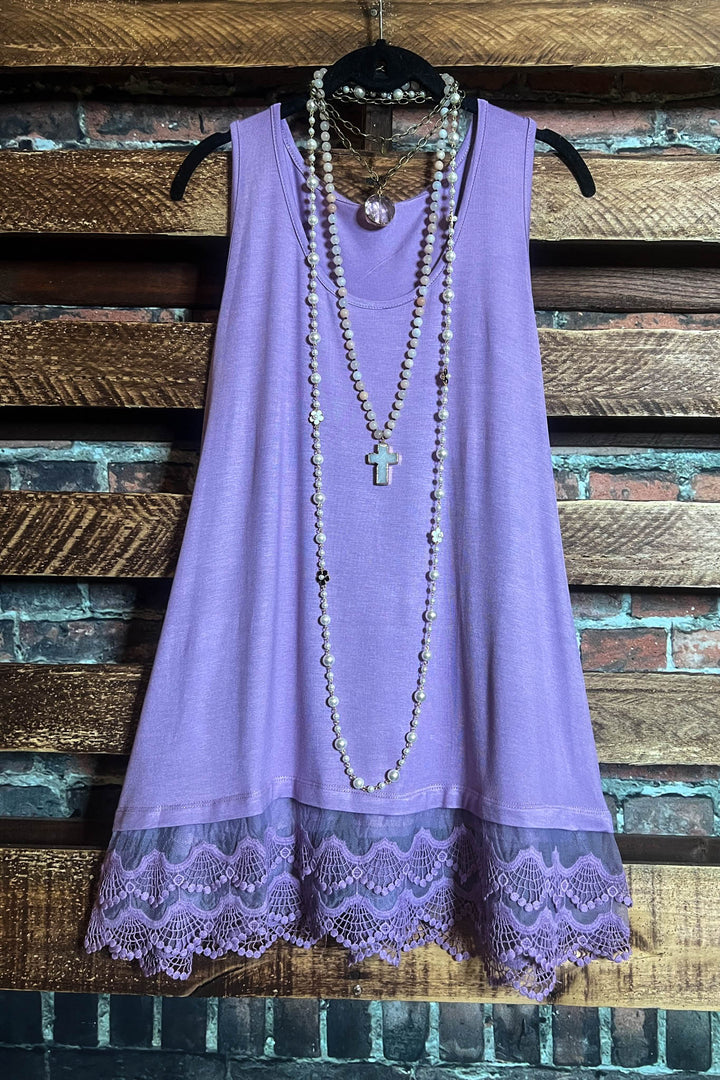 LACE SLIP DRESS EXTENDER TOP CAMI IN LAVENDER-----------SALE