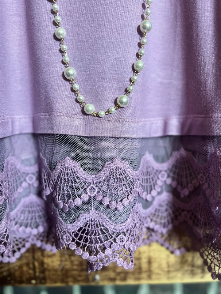 LACE SLIP DRESS EXTENDER TOP CAMI IN LAVENDER-----------SALE