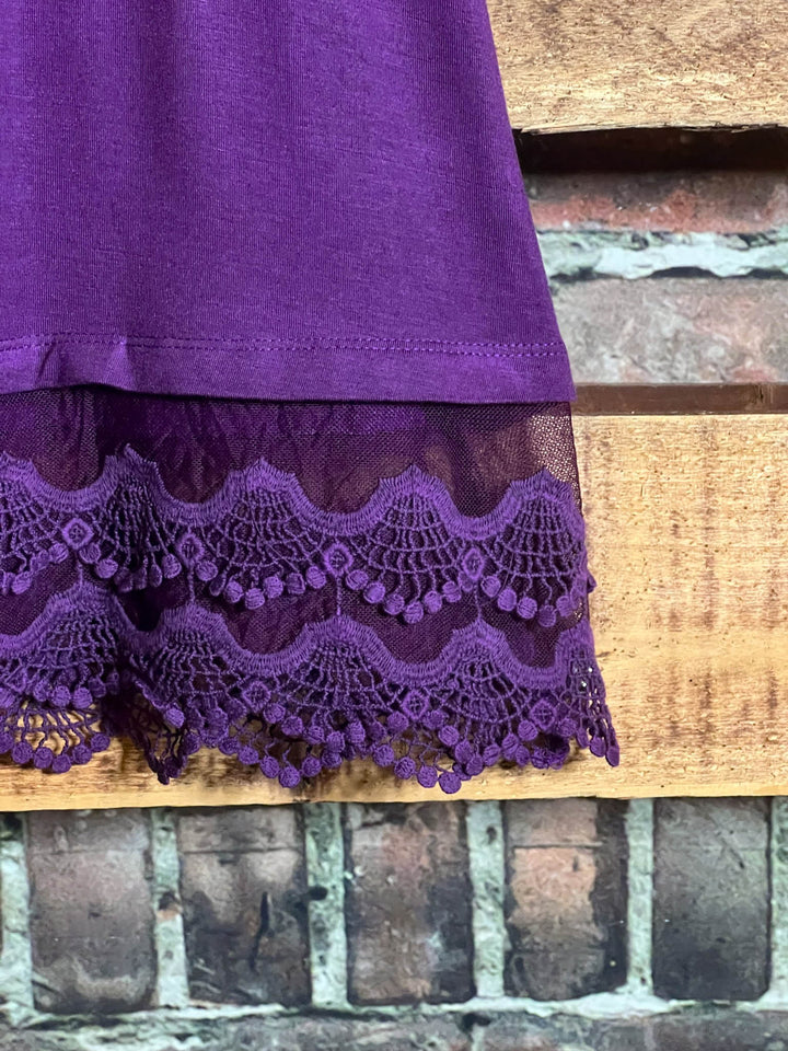 LACE SLIP DRESS EXTENDER TOP CAMI IN PURPLE------SALE