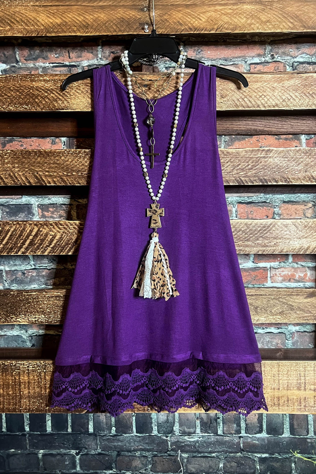 LACE SLIP DRESS EXTENDER TOP CAMI IN PURPLE------SALE