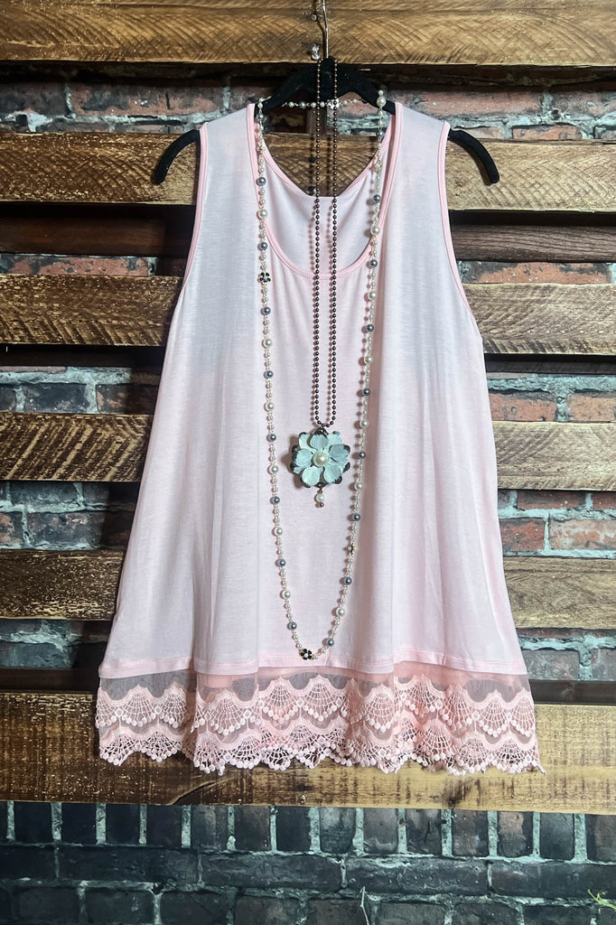 SWEETER THAN HONEY LACE SLIP DRESS EXTENDER TOP CAMI IN PEACH