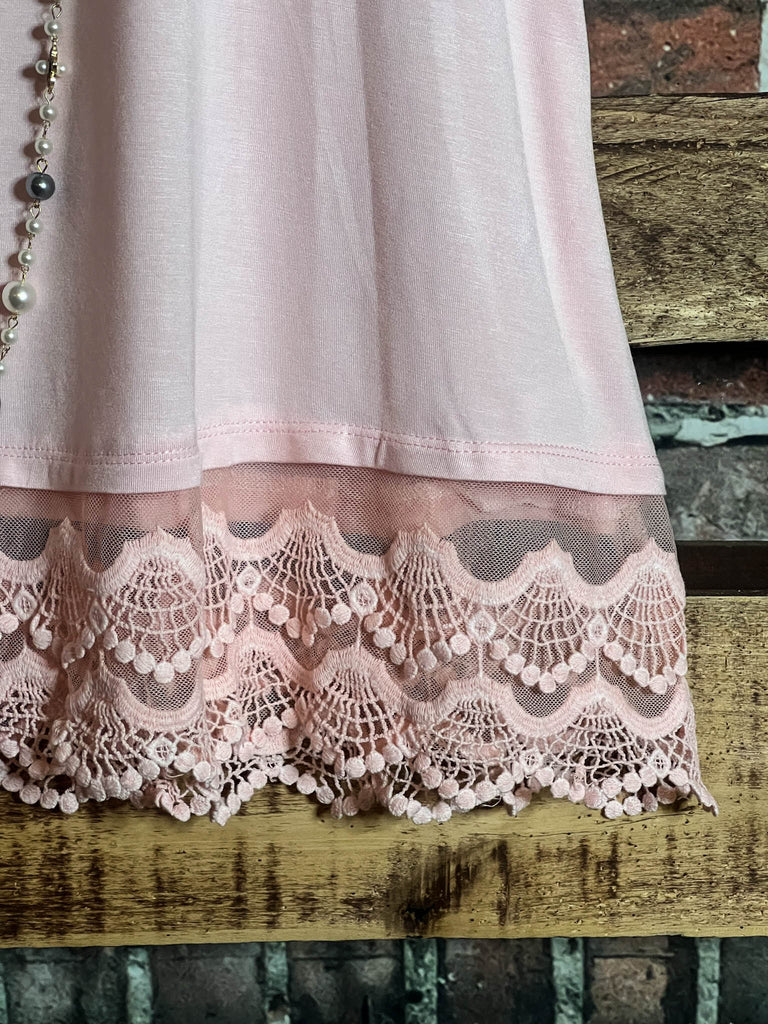 SWEETER THAN HONEY LACE SLIP DRESS EXTENDER TOP CAMI IN PEACH