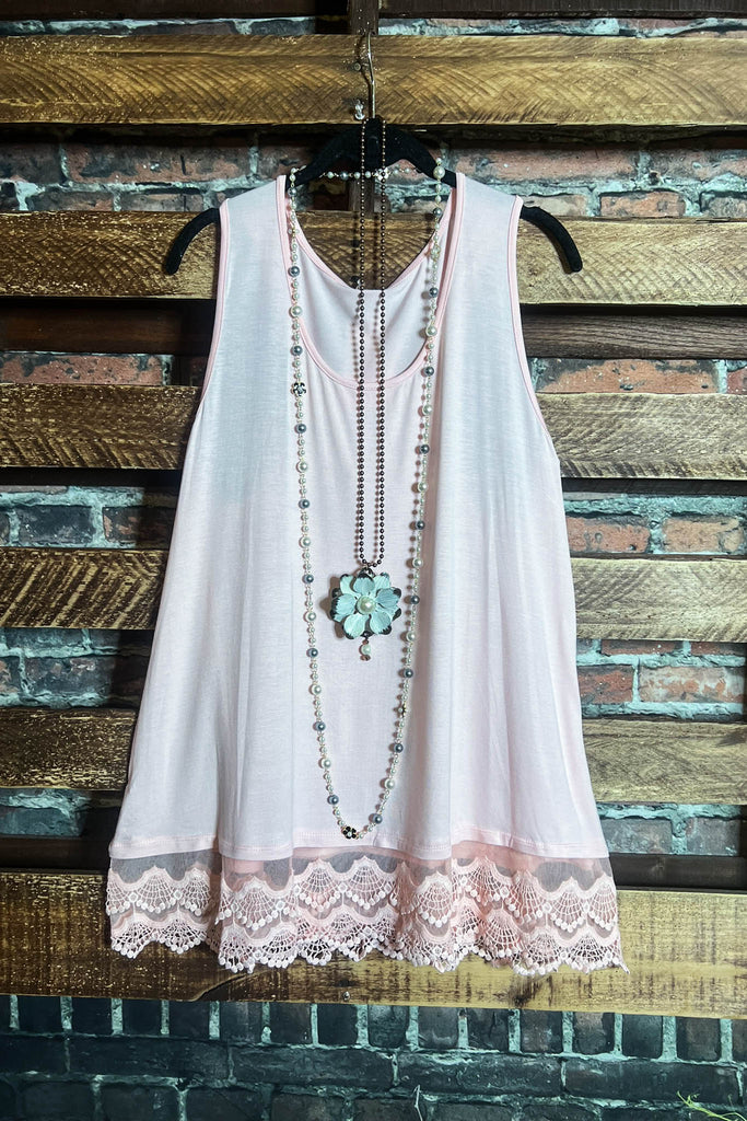 SWEETER THAN HONEY LACE SLIP DRESS EXTENDER TOP CAMI IN PEACH