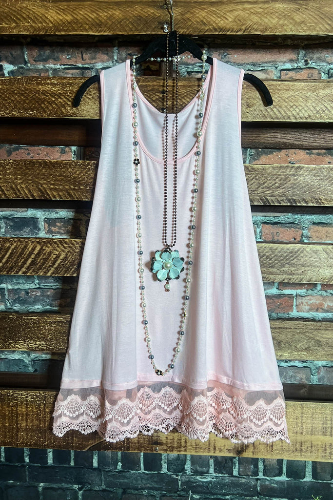 SWEETER THAN HONEY LACE SLIP DRESS EXTENDER TOP CAMI IN PEACH