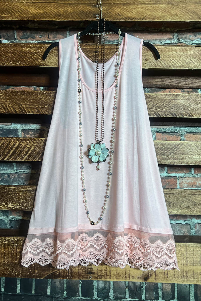 SWEETER THAN HONEY LACE SLIP DRESS EXTENDER TOP CAMI IN PEACH