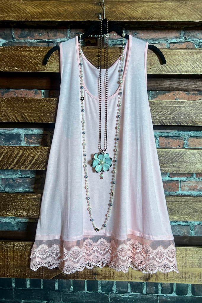 SWEETER THAN HONEY LACE SLIP DRESS EXTENDER TOP CAMI IN PEACH