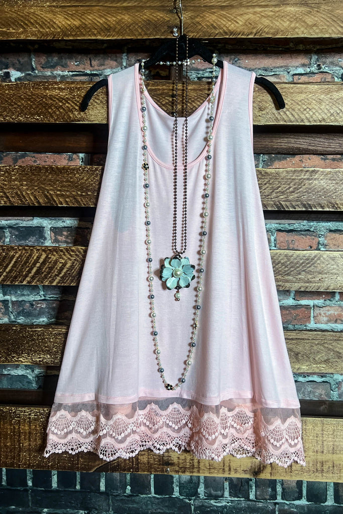 SWEETER THAN HONEY LACE SLIP DRESS EXTENDER TOP CAMI IN PEACH
