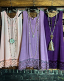 SWEETER THAN HONEY LACE SLIP DRESS EXTENDER TOP CAMI IN LAVENDER