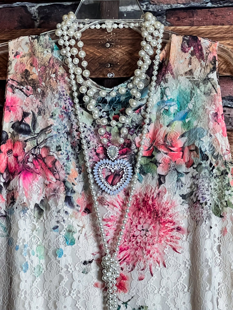 The Sweetest Days Lace Floral Vintage Dress in Beige & Multi