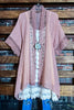 MATTERS OF THE HEART LACE CARDIGAN KIMONO IN VINTAGE ROSE