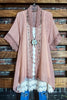 MATTERS OF THE HEART LACE CARDIGAN KIMONO IN VINTAGE ROSE
