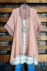 MATTERS OF THE HEART LACE CARDIGAN KIMONO IN VINTAGE ROSE