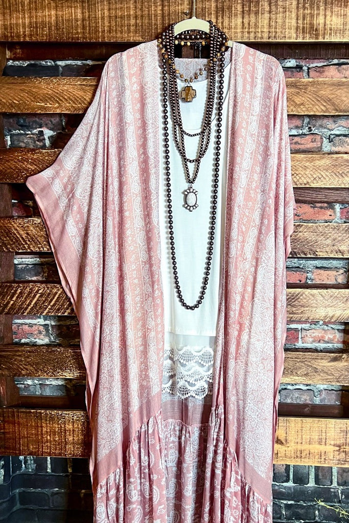 Le Bohemian Heart & Soul Oversized Maxi Kimono in Blush