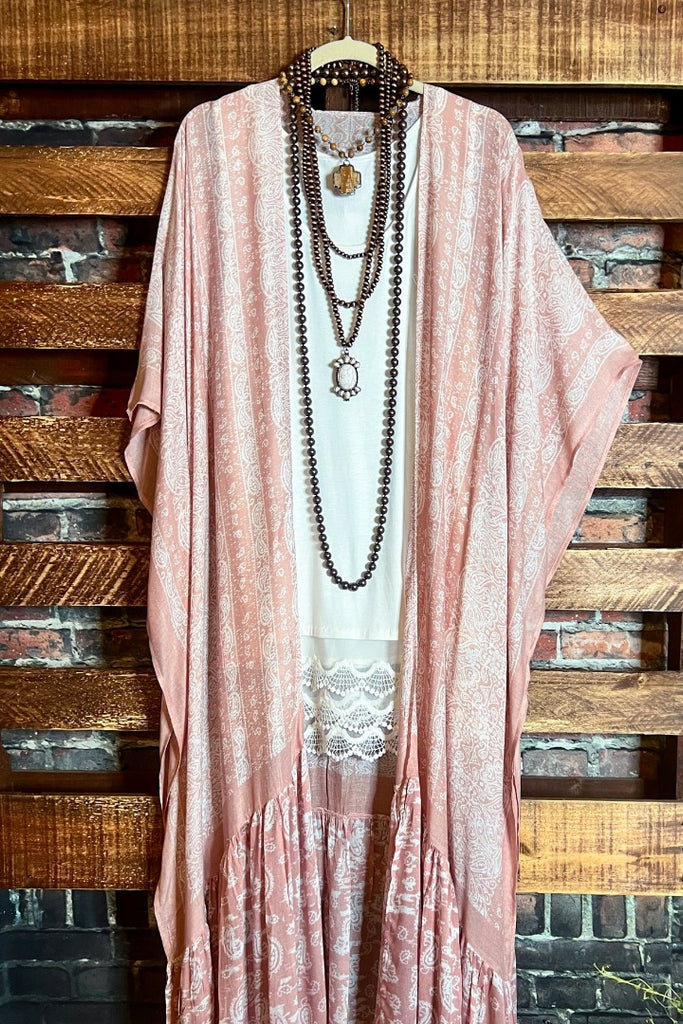 Le Bohemian Heart & Soul Oversized Maxi Kimono in Blush