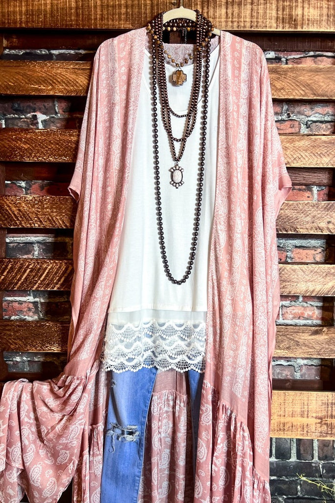 Le Bohemian Heart & Soul Oversized Maxi Kimono in Blush