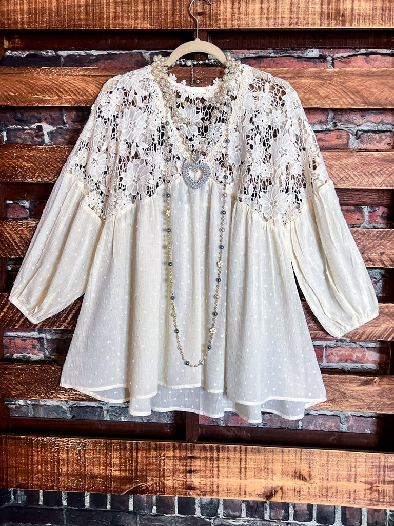Lace Blouse in Off White --------Sale