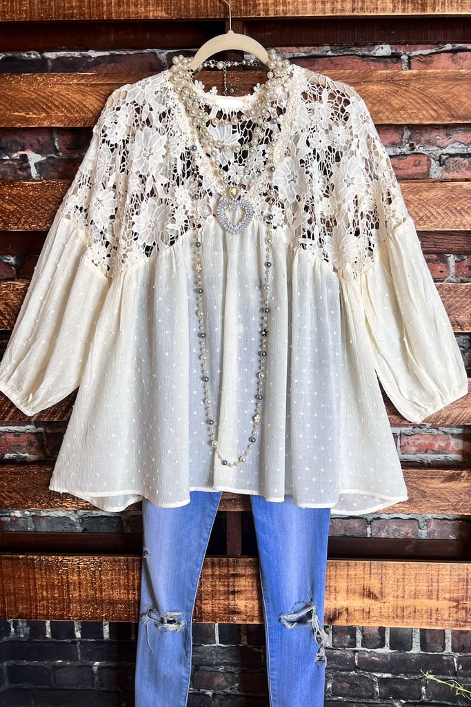 Lace Blouse in Off White --------Sale