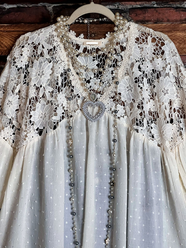 Lace Blouse in Off White --------Sale