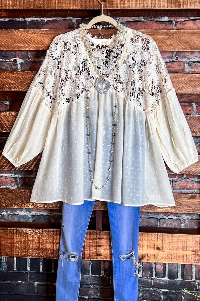 Lace Blouse in Off White --------Sale