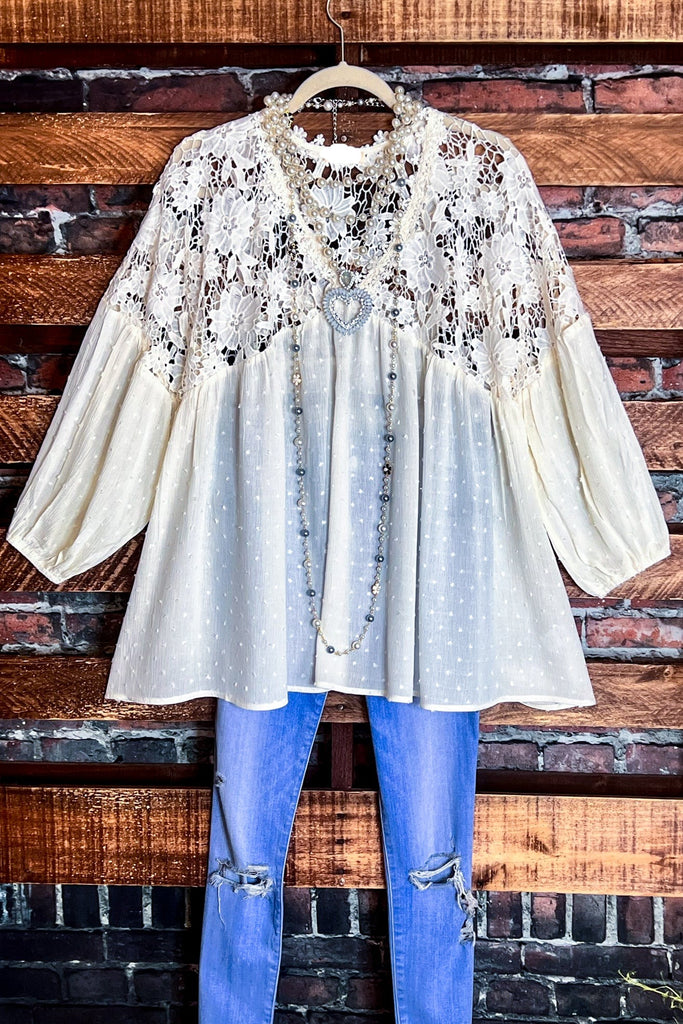 Lace Blouse in Off White --------Sale