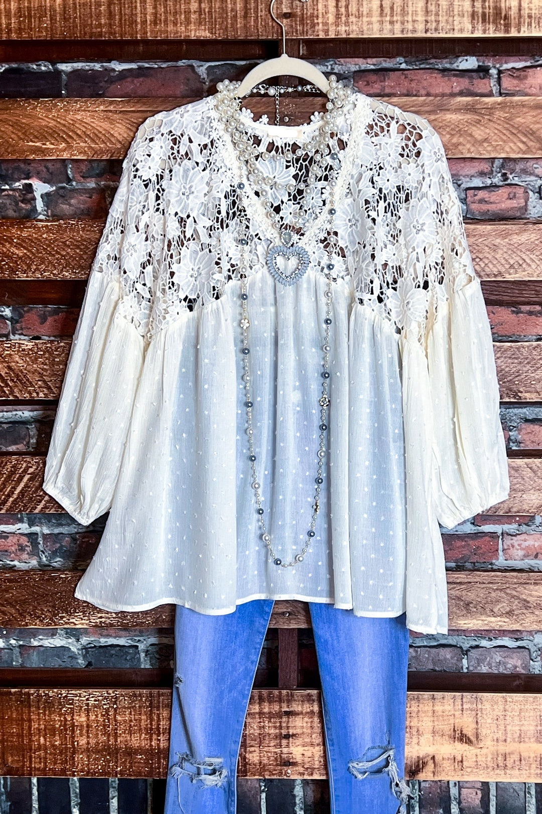 Lace Blouse in Off White --------Sale