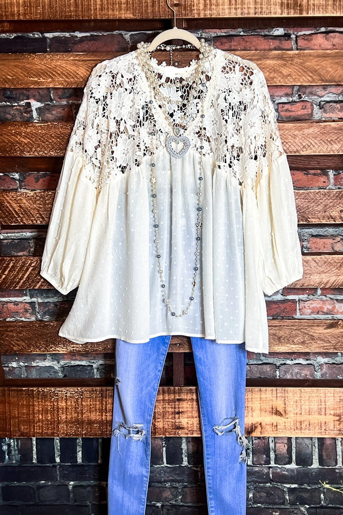 Lace Blouse in Off White --------Sale