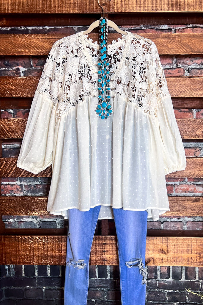 Lace Blouse in Off White --------Sale