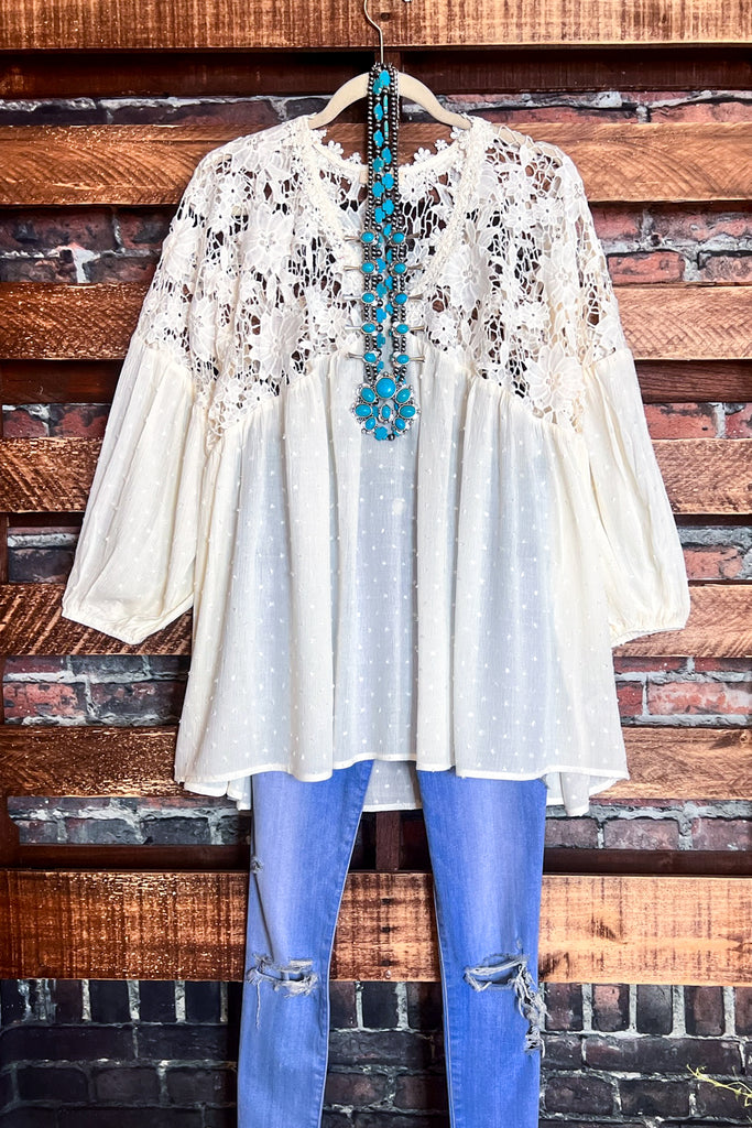 Lace Blouse in Off White --------Sale