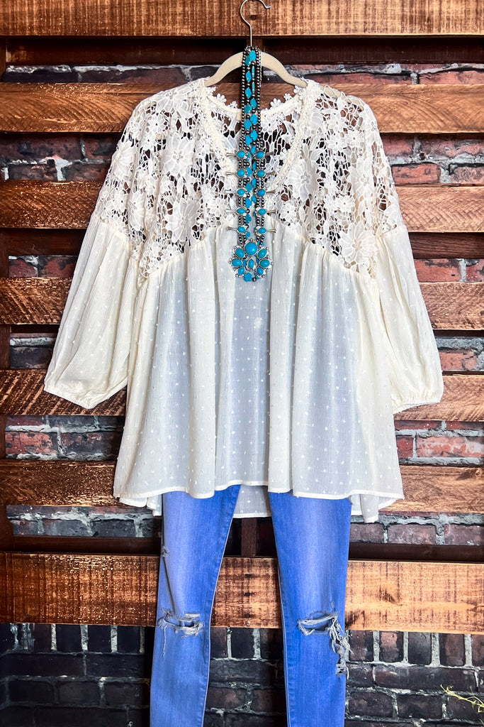 Lace Blouse in Off White --------Sale