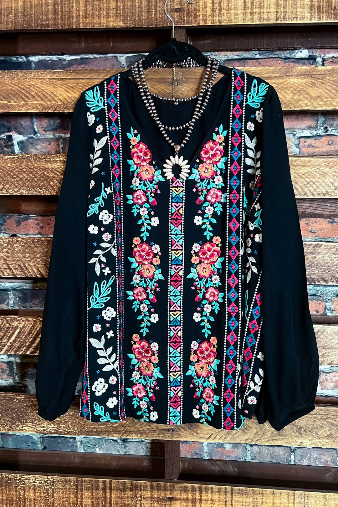 6-12 SIZE - EMBROIDERED TOP IN BLACK--------SALE