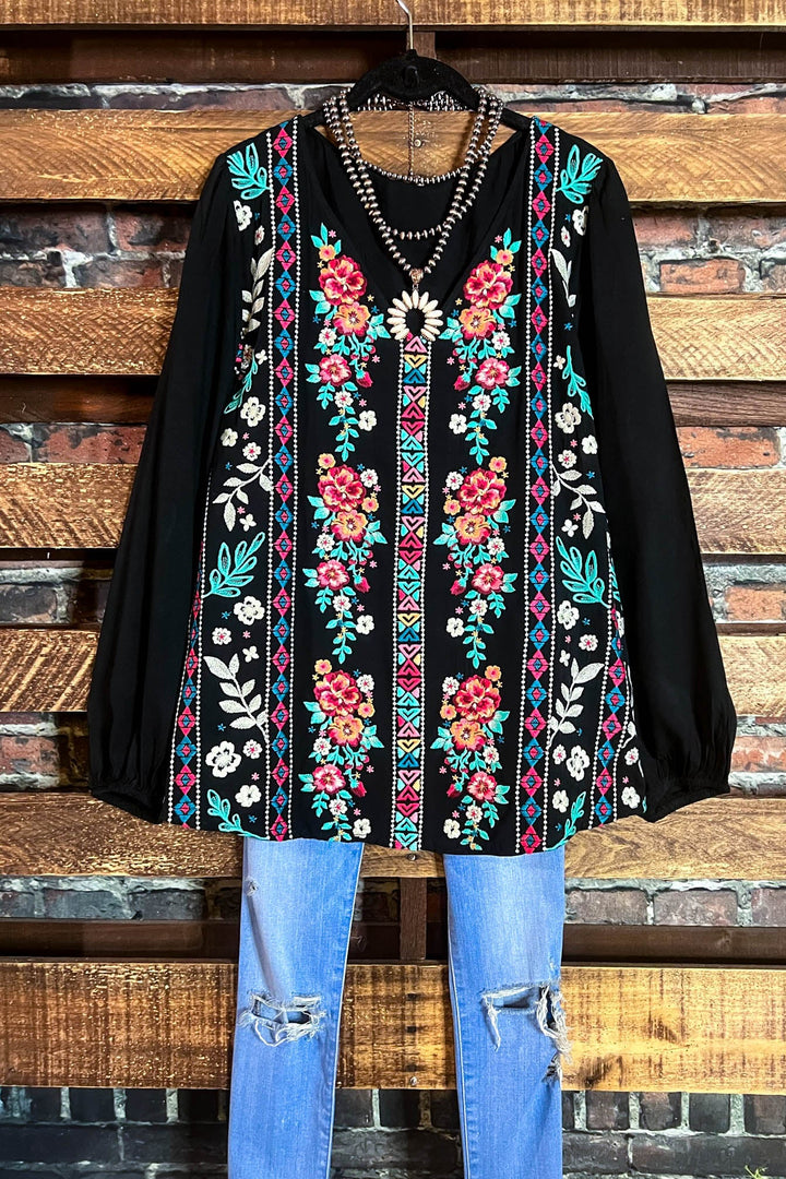 6-12 SIZE - EMBROIDERED TOP IN BLACK--------SALE
