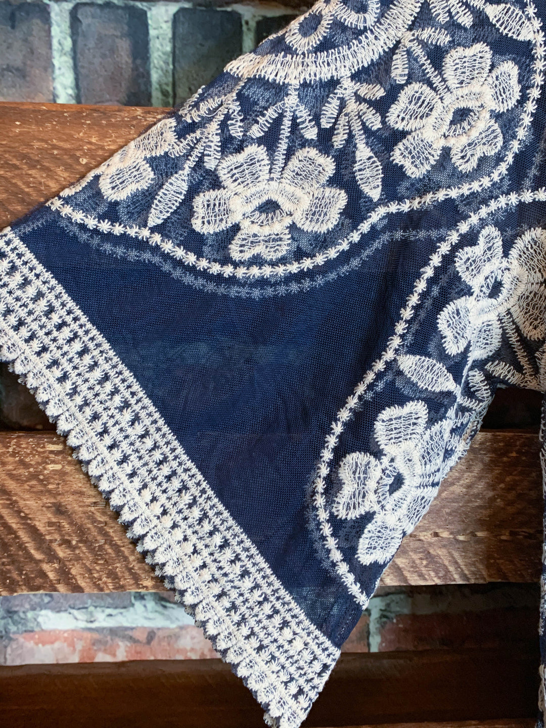 LIVING ON LOVE NAVY LACE EMBROIDERED CARDIGAN