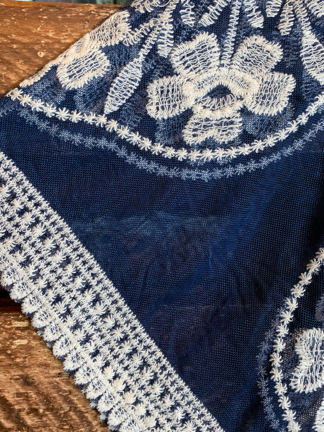 LIVING ON LOVE NAVY LACE EMBROIDERED CARDIGAN