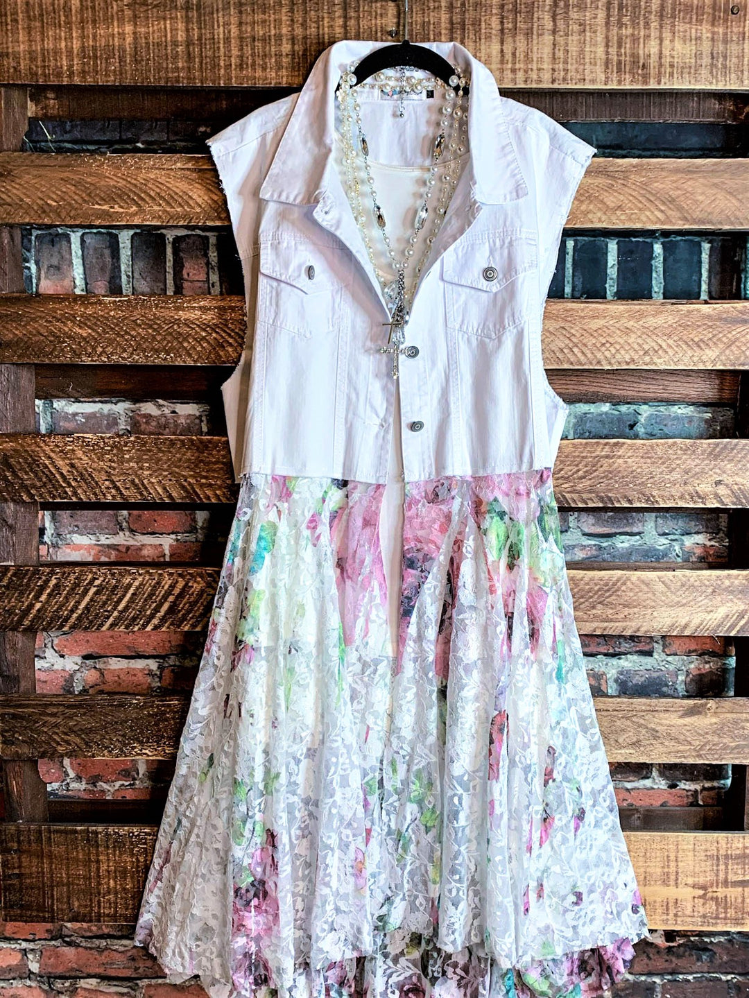 Celebration Style Lace White & Multi-Color Vest Duster