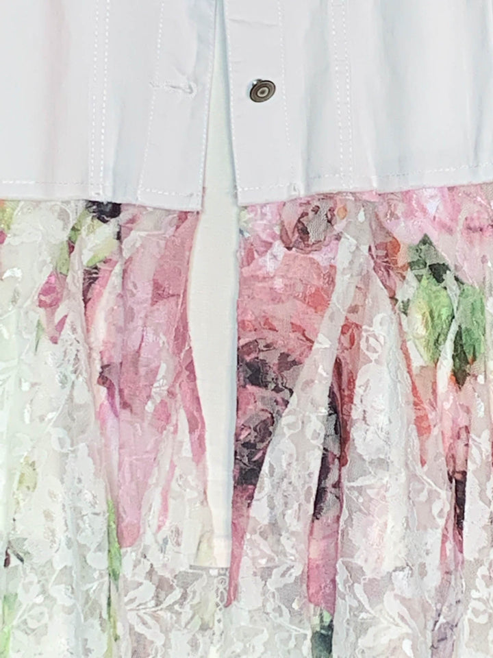 Celebration Style Lace White & Multi-Color Vest Duster