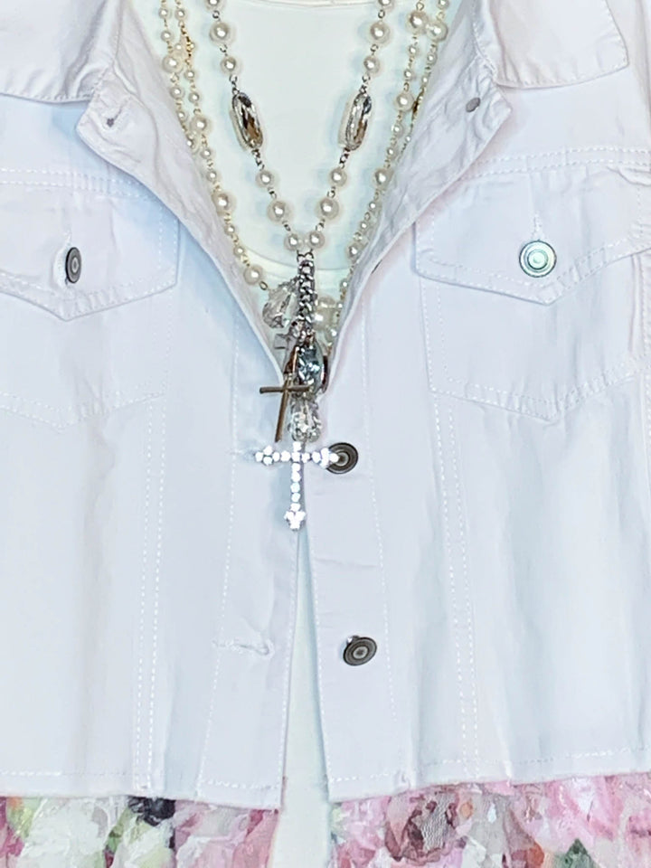 Celebration Style Lace White & Multi-Color Vest Duster