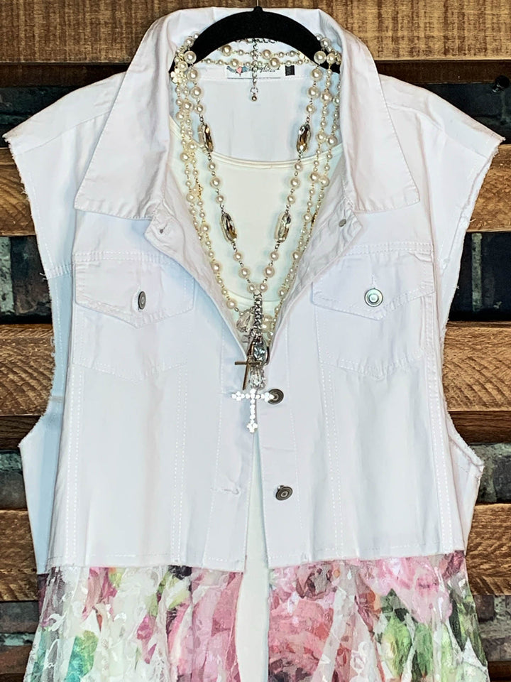 Celebration Style Lace White & Multi-Color Vest Duster