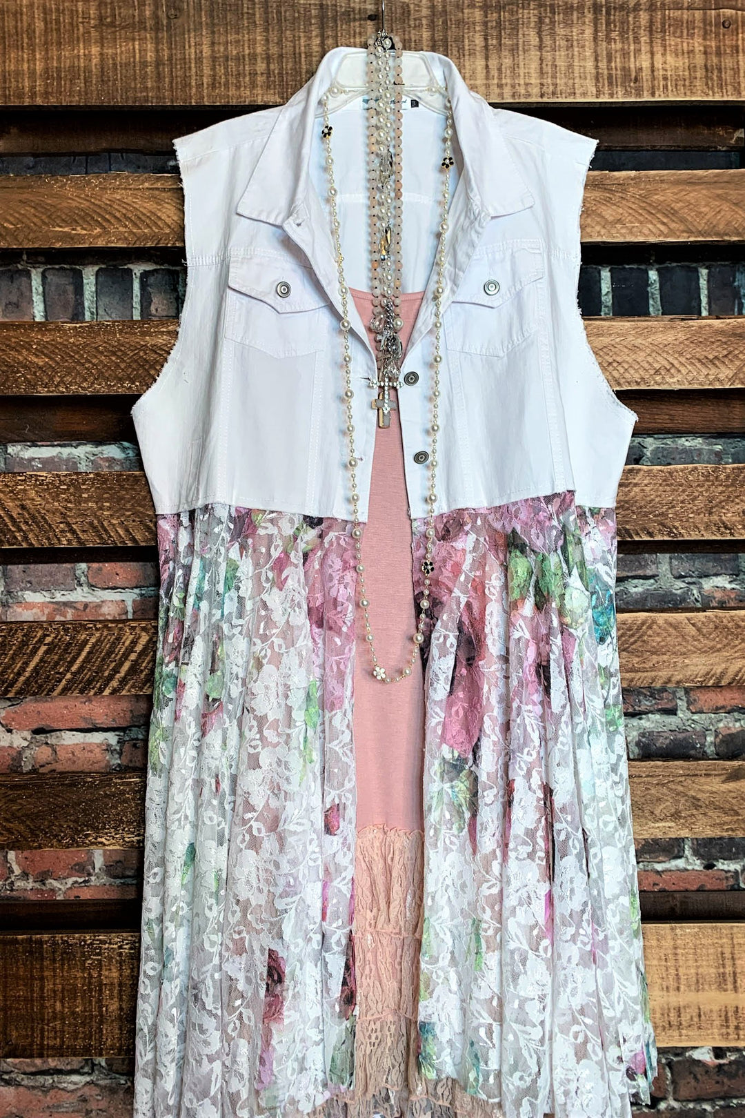 Celebration Style Lace White & Multi-Color Vest Duster