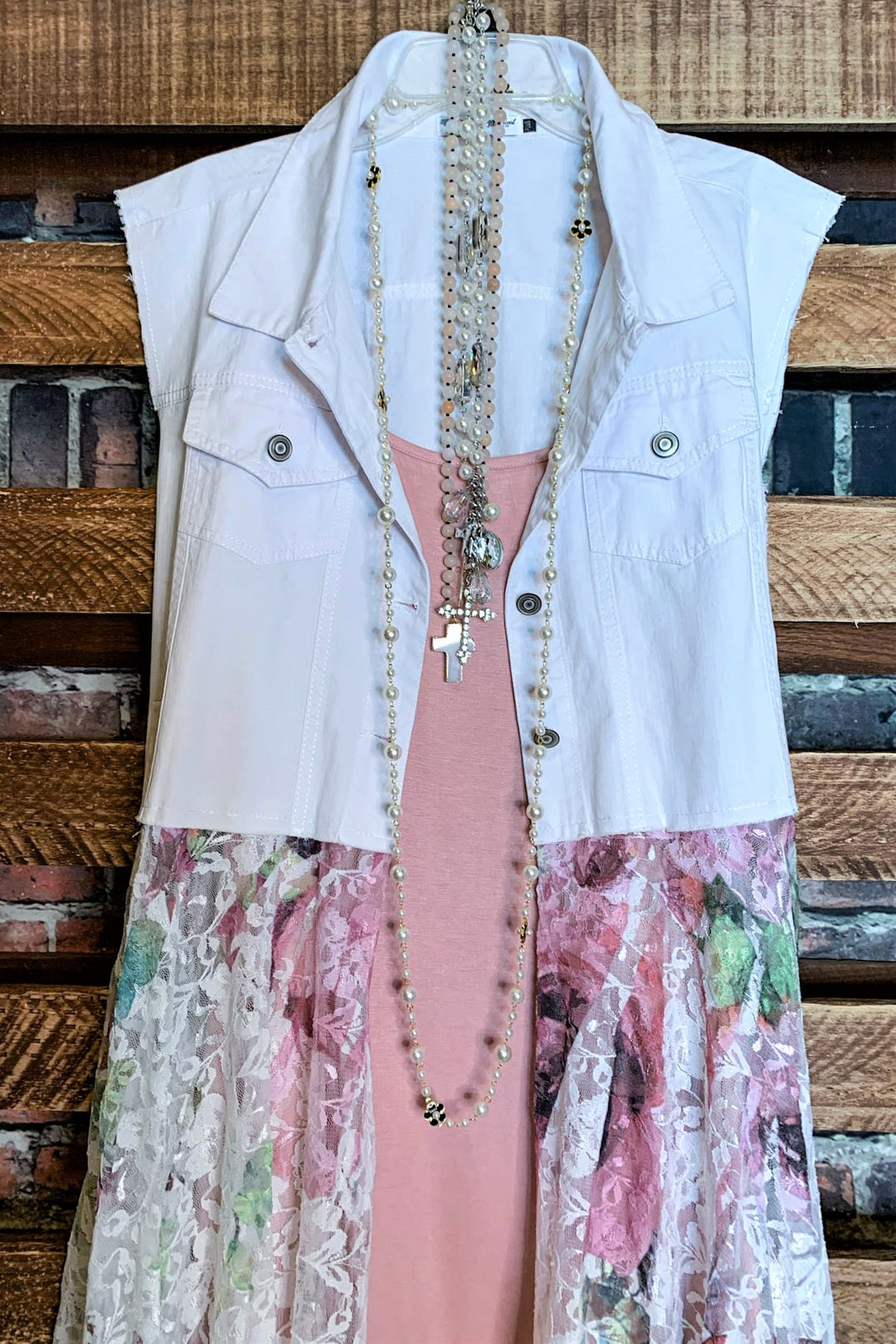 Celebration Style Lace White & Multi-Color Vest Duster